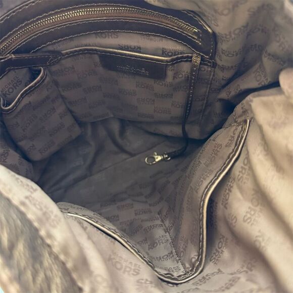 Michael Kors Bronze Metallic Leather Hobo Shoulder Bag Slouchy Y2K Mob Wife - Picture 7 of 10